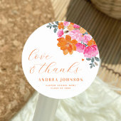 Rosa und orangefarbene Liebe und Dank Abschluss Runder Aufkleber