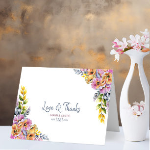 Rosa und orangefarbene Liebe und Dank Hochzeit Dankeskarte