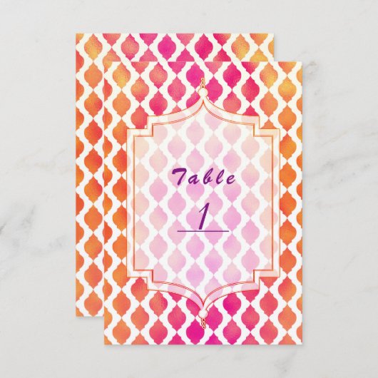 Rosa und orangefarbene marokkanische Party Thema T Einladung (Vorne/Hinten)