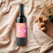 Rosa und orangefarbene Minimalistische Moderne Hoc Weinetikett