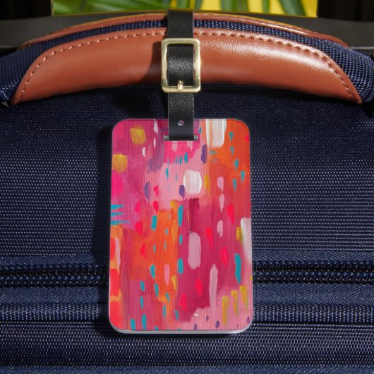 Rosa und orangefarbene Pinselstriche Abstrakt Gepäckanhänger (Vorderseite Insitu 2)