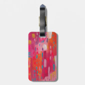 Rosa und orangefarbene Pinselstriche Abstrakt Gepäckanhänger (Rückseite vertikal)