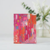 Rosa und orangefarbene Pinselstriche Abstrakt Postkarte (Stehend Vorderseite)