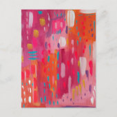 Rosa und orangefarbene Pinselstriche Abstrakt Postkarte (Vorderseite)
