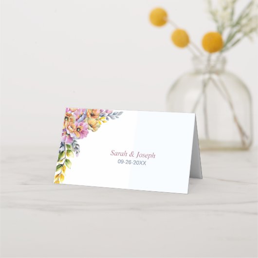 Rosa und orangefarbene Platzkarte (Rückseite)