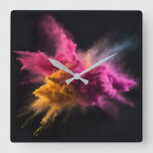 Rosa und orangefarbene Pulverblase Quadratische Wanduhr (Vorderseite)