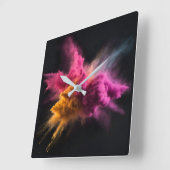 Rosa und orangefarbene Pulverblase Quadratische Wanduhr (Winkel)