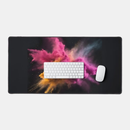 Rosa und orangefarbene Pulverblase Schreibtischunterlage (Tastatur & Maus)