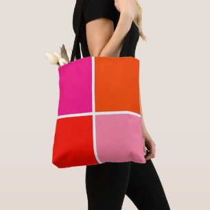 Rosa und orangefarbene Quadrate Tasche