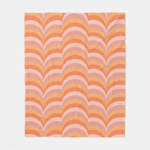 Rosa und orangefarbene Retro-Muster Fleecedecke