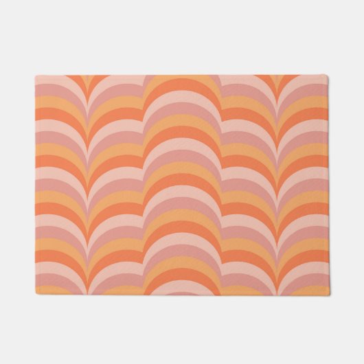 Rosa und orangefarbene Retro-Muster Fußmatte (Vorderseite)