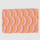 Rosa und orangefarbene Retro-Muster Golfhandtuch (Horizontal)