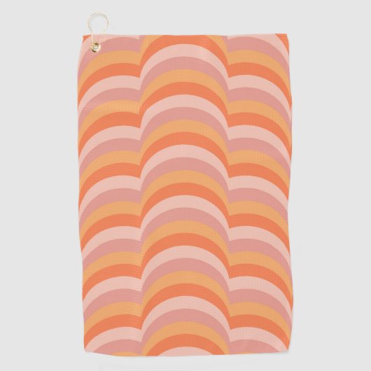 Rosa und orangefarbene Retro-Muster Golfhandtuch (Vorderseite)