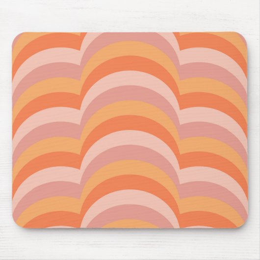 Rosa und orangefarbene Retro-Muster Mousepad (Vorne)