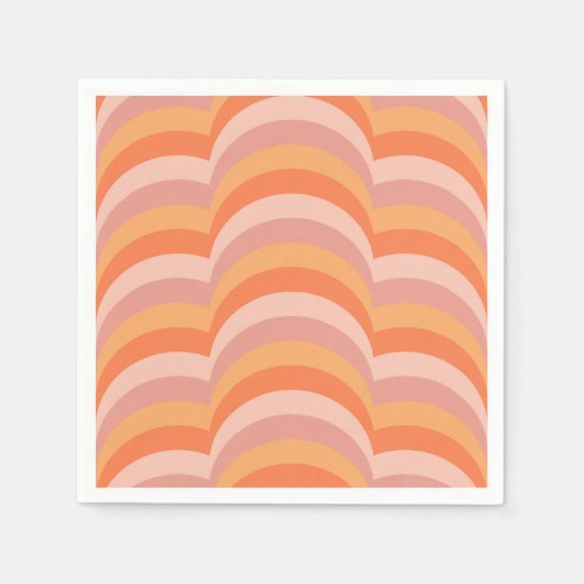 Rosa und orangefarbene Retro-Muster Serviette (Vorderseite)