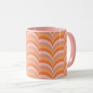 Rosa und orangefarbene Retro-Muster Tasse