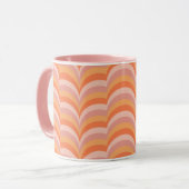 Rosa und orangefarbene Retro-Muster Tasse (Vorderseite Links)