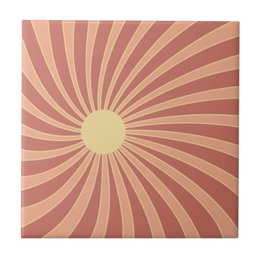 Rosa und orangefarbene Retrodesign Fliese (Vorderseite)