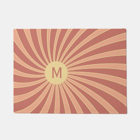 Rosa und orangefarbene Retrodesign Fußmatte (Vorderseite)