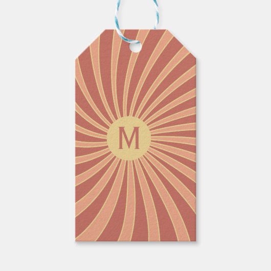 Rosa und orangefarbene Retrodesign Geschenkanhänger (Vorderseite)