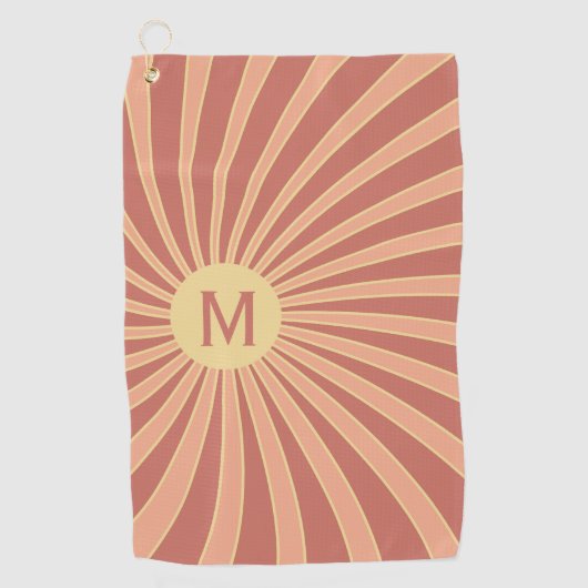 Rosa und orangefarbene Retrodesign Golfhandtuch (Vorderseite)