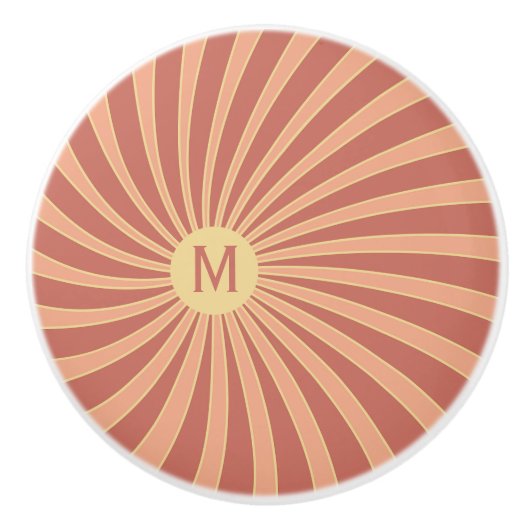 Rosa und orangefarbene Retrodesign Keramikknauf (Vorderseite)