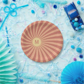 Rosa und orangefarbene Retrodesign Pappteller (Party)
