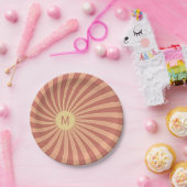 Rosa und orangefarbene Retrodesign Pappteller (Party)