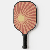 Rosa und orangefarbene Retrodesign Pickleball Schläger (Rückseite)