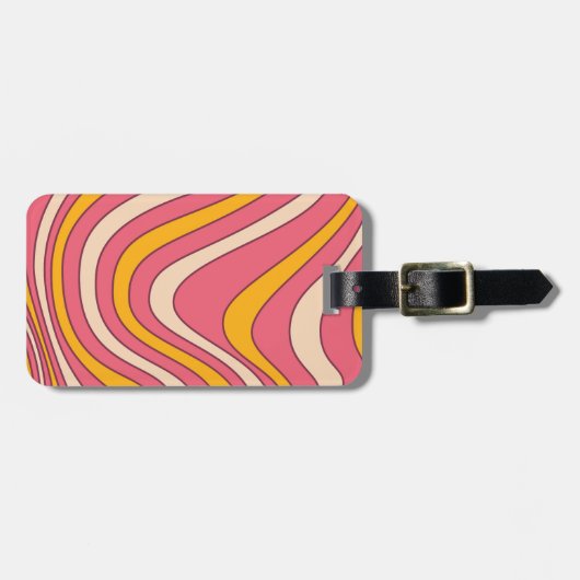 Rosa und orangefarbene Retrowellen Gepäckanhänger (Vorderseite horizontal)