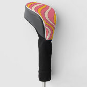Rosa und orangefarbene Retrowellen Golf Headcover (angewinkelt)