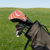 Rosa und orangefarbene Retrowellen Golf Headcover (In SItu)