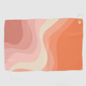 Rosa und orangefarbene Retrowellen Golfhandtuch (Horizontal)