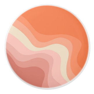 Rosa und orangefarbene Retrowellen Keramikknauf