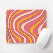 Rosa und orangefarbene Retrowellen Mousepad (Mit Mouse)
