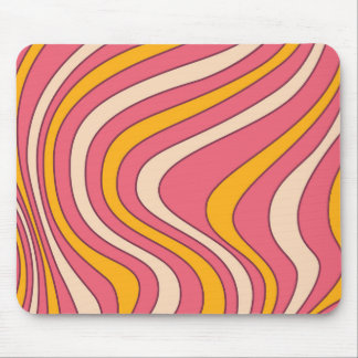 Rosa und orangefarbene Retrowellen Mousepad