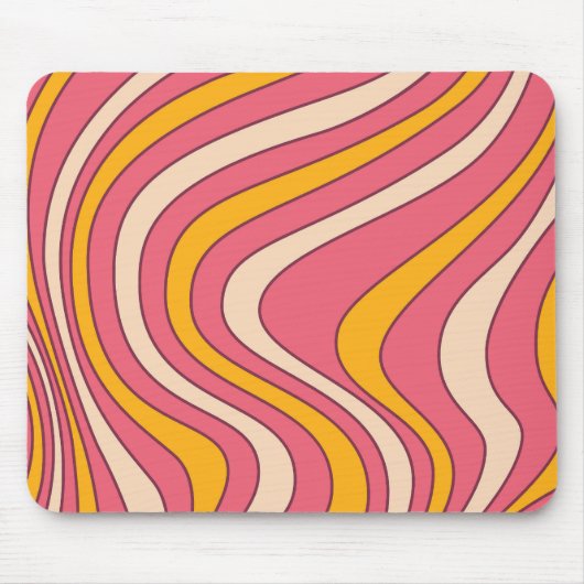 Rosa und orangefarbene Retrowellen Mousepad (Vorne)