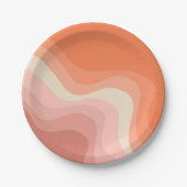 Rosa und orangefarbene Retrowellen Pappteller (Vorderseite)