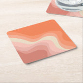 Rosa und orangefarbene Retrowellen Rechteckiger Pappuntersetzer (angewinkelt)