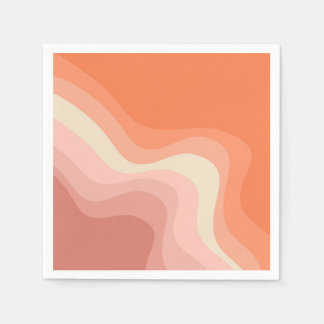 Rosa und orangefarbene Retrowellen Serviette