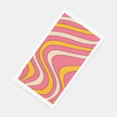 Rosa und orangefarbene Retrowellen Serviette (Ecke)