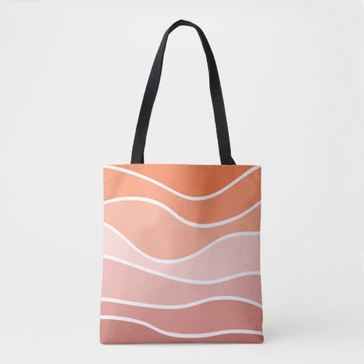 Rosa und orangefarbene Retrowellen Tasche (Vorderseite)