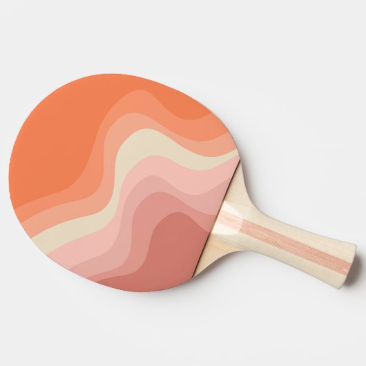 Rosa und orangefarbene Retrowellen Tischtennis Schläger (Seitenansicht)