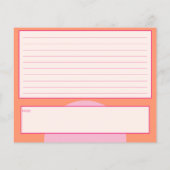 Rosa und orangefarbene Rezeptkarte (Rückseite)