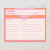 Rosa und orangefarbene Rezeptkarte (Vorderseite)