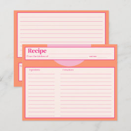Rosa und orangefarbene Rezeptkarte