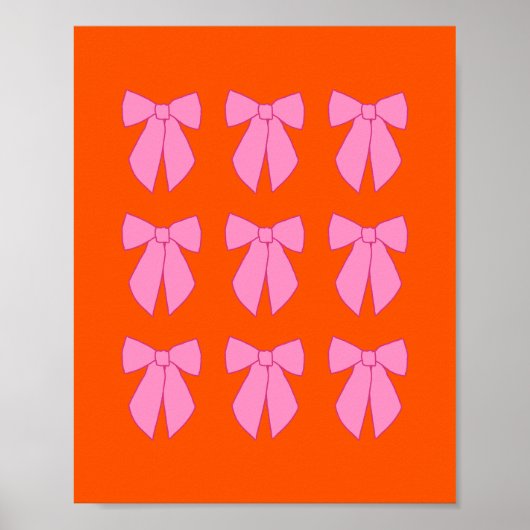 Rosa und orangefarbene Schleifen Coquette Poster (Vorne)