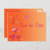 Rosa und orangefarbene Schmetterlinge Save the Dat Ankündigungspostkarte (Vorne/Hinten)