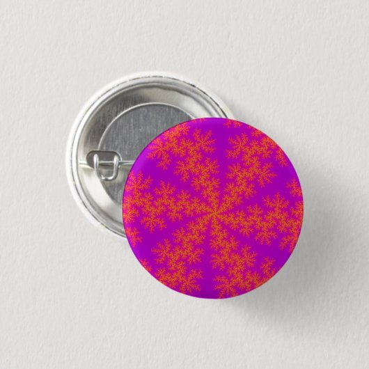 Rosa und orangefarbene Schneeflocke Button (Vorne & Hinten)