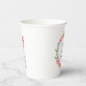 Rosa und orangefarbene Sommer-Blumenpapier-Tasse Pappbecher (Rechts)